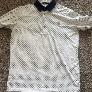 Greyson White Polo with Navy Collar